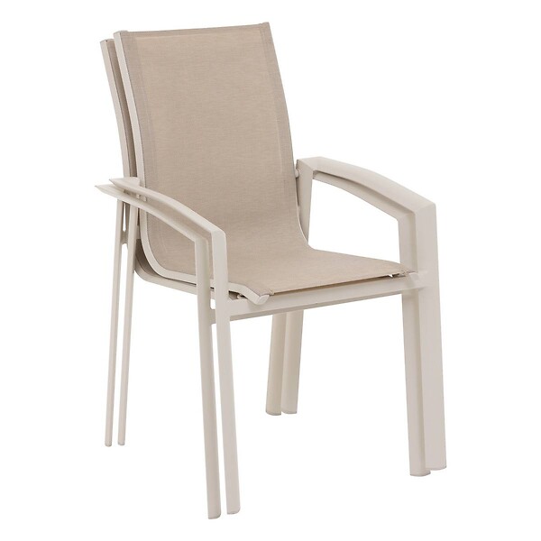 HESPERIDE - Fauteuil de jardin empilable "Axant" lin & argile en alumunium - large