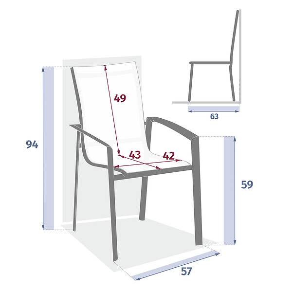 HESPERIDE - Fauteuil de jardin empilable "Axant" lin & argile en alumunium - large