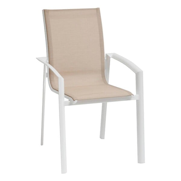 HESPERIDE - Fauteuil de jardin empilable "Axant" lin & blanc en aluminium traité époxy - large