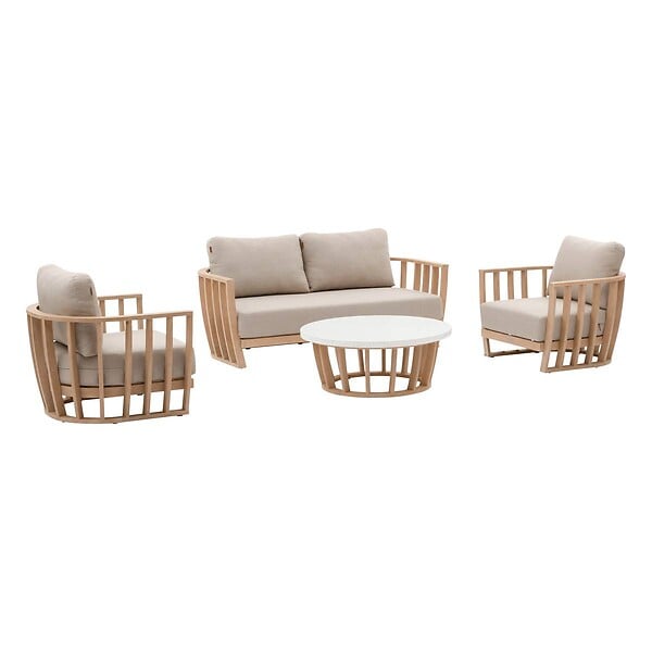 HESPERIDE - Salon de jardin "Lemindo" 5 places en polyester et eucalyptus - large
