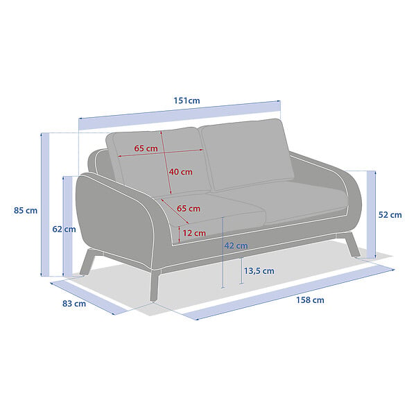 HESPERIDE - Canapé de jardin "Manissa" honey & beige 2 places en aluminium et polyester - large