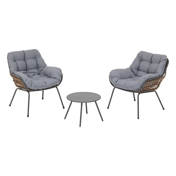 HESPERIDE - Salon de jardin duo "Paopao" graphite en acier traité en epoxy - large
