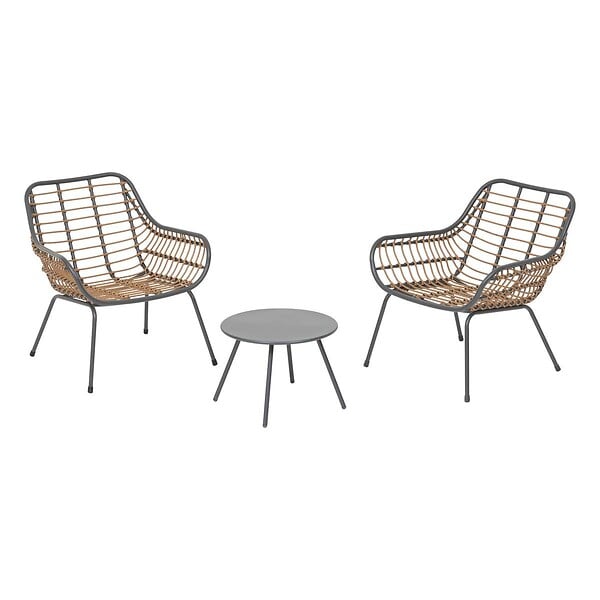 HESPERIDE - Salon de jardin duo "Paopao" graphite en acier traité en epoxy - large