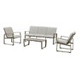 HESPERIDE - Salon de jardin "Boreane" Noisette & café 5 places en aluminium texaline et polyester - vignette