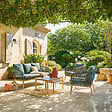 HESPERIDE - Salon de jardin "Orissa" vert olive 5 places en polyester et acier - vignette