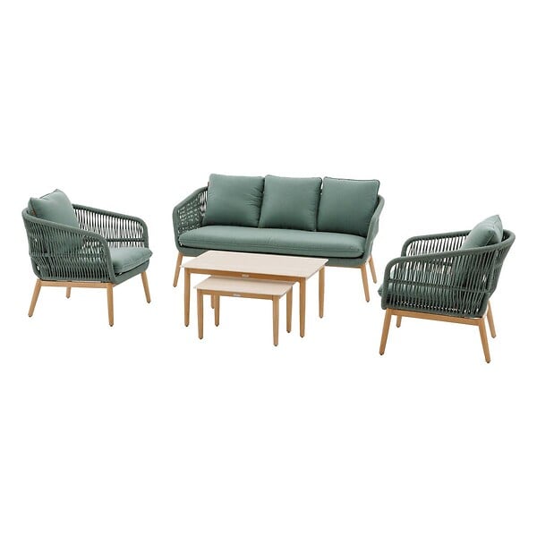 HESPERIDE - Salon de jardin "Orissa" vert olive 5 places en polyester et acier - large