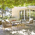 HESPERIDE - Salon de jardin "Orissa" Taupe 5 places en polyester et acier - vignette