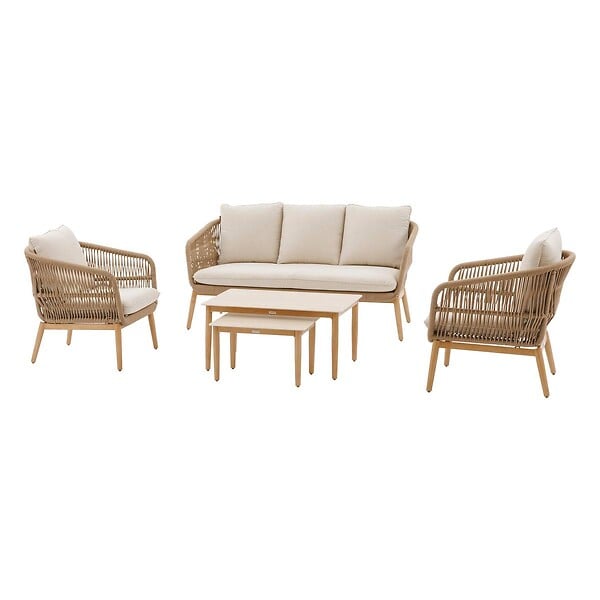 HESPERIDE - Salon de jardin "Orissa" Taupe 5 places en polyester et acier - large
