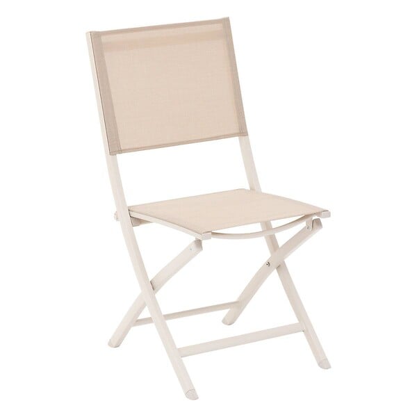 HESPERIDE - Lot de 4 chaises de jardin pliantes "Essentia" lin & argile - large