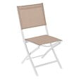 HESPERIDE - Lot de 4 chaises de jardin pliantes "Essentia" lin & blanc en aluminium traité époxy - vignette