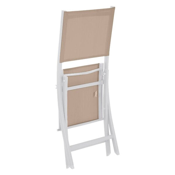 HESPERIDE - Lot de 4 chaises de jardin pliantes "Essentia" lin & blanc en aluminium traité époxy - large