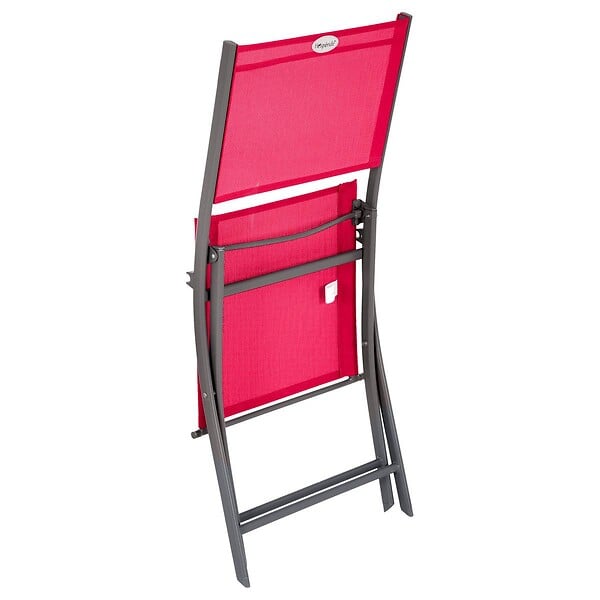 HESPERIDE - Lot de 4 chaises de jardin pliantes "Modula" grenade & graphite en acier traité époxy - large