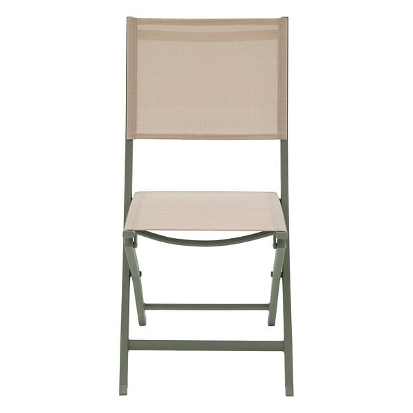 HESPERIDE - Lot de 4 chaises de jardin pliantes "Essentia" lin & vert laurier aluminium et texaline - large