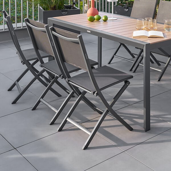 HESPERIDE - Chaise De Jardin En Aluminium Pliable Anthracite/graphite Essentia - Hespéride - large