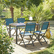 HESPERIDE - Lot de 4 chaises de jardin pliantes "Essentia" bleu canard & graphite en aluminium traité époxy - vignette