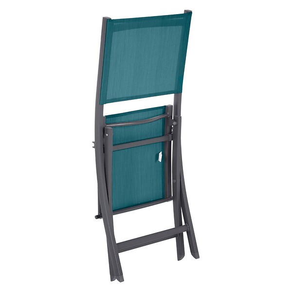 HESPERIDE - Lot de 4 chaises de jardin pliantes "Essentia" bleu canard & graphite en aluminium traité époxy - large