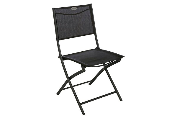 HESPERIDE - Lot de 4 chaises de jardin pliantes "Modula" anthracite & graphite acier traité époxy - large