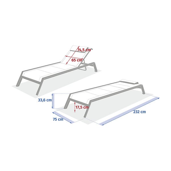 HESPERIDE - Transat "Allure" lin & argile 2 roues en aluminium et texaline - large
