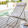 HESPERIDE - Chilienne de jardin pliante "Jubba" noisette & praline en zinc et polyester - vignette