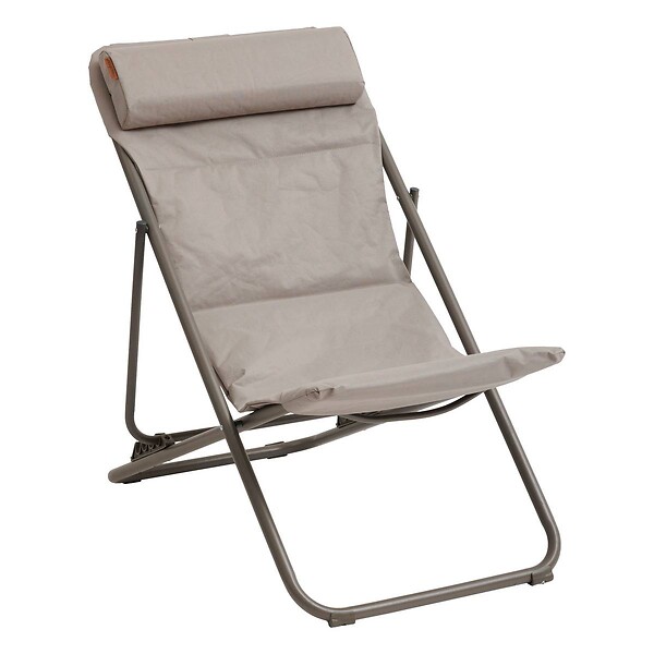 HESPERIDE - Chilienne de jardin pliante "Jubba" noisette & praline en zinc et polyester - large