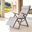 HESPERIDE - Fauteuil de jardin inclinable "Decima" noisette & praline 8 positions en aluminium traité époxy - vignette