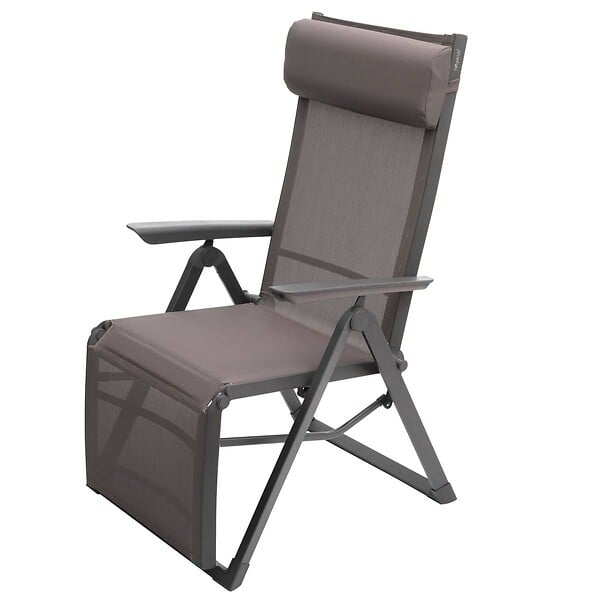 HESPERIDE - Fauteuil de jardin inclinable "Decima" noisette & praline 8 positions en aluminium traité époxy - large