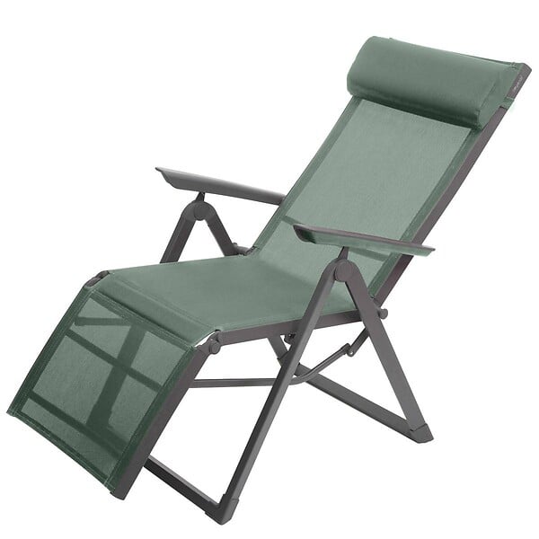 HESPERIDE - Fauteuil de jardin inclinable "Decima" vert olive & graphite 8 positions en aluminium traité époxy - large