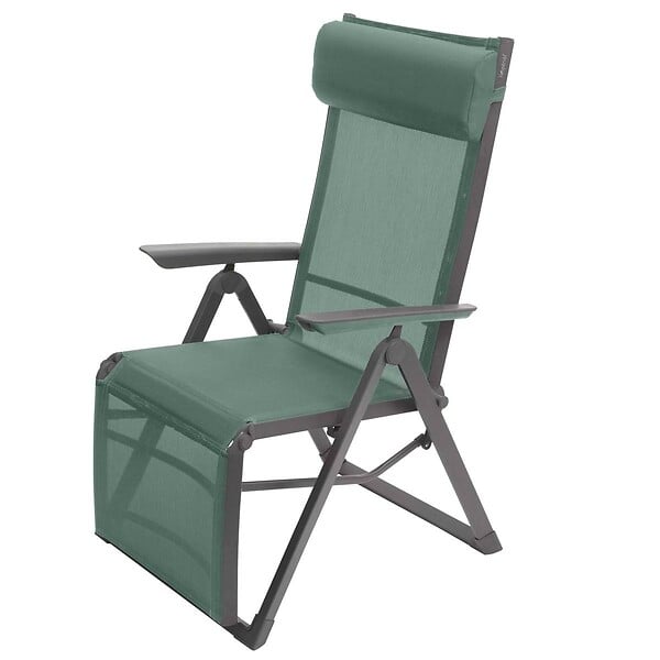HESPERIDE - Fauteuil de jardin inclinable "Decima" vert olive & graphite 8 positions en aluminium traité époxy - large