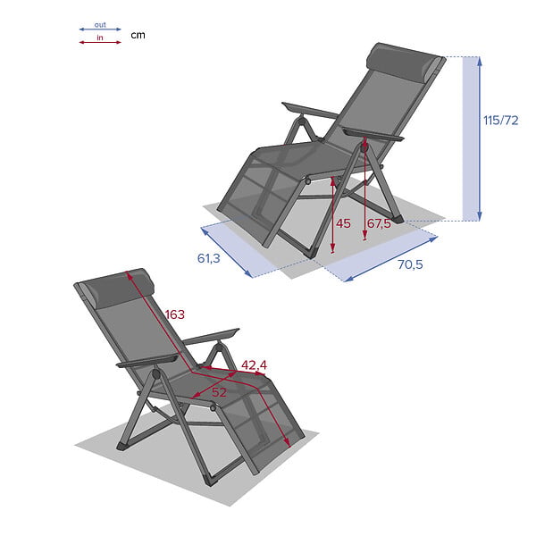 HESPERIDE - Fauteuil de jardin inclinable "Decima" vert olive & graphite 8 positions en aluminium traité époxy - large