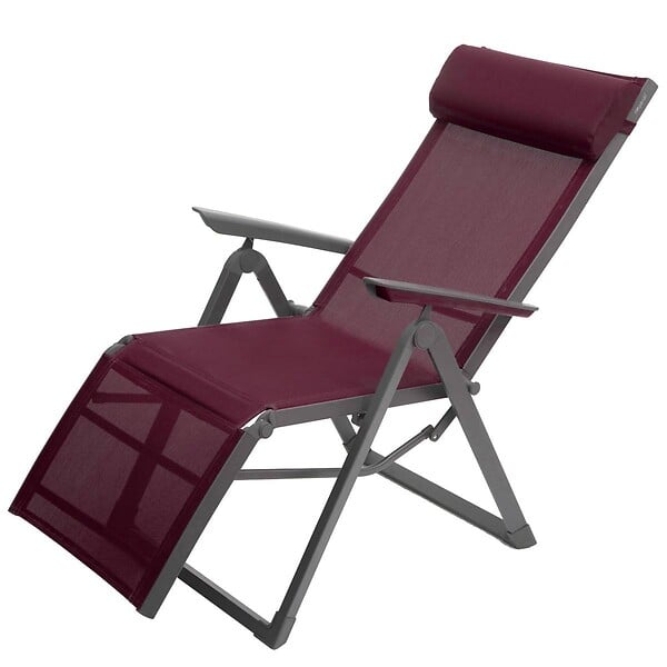 HESPERIDE - Fauteuil de jardin inclinable "Decima" bordeaux & graphite 8 positions en aluminium traoté époxy - large