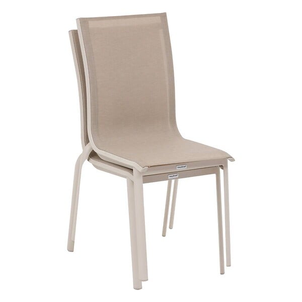 HESPERIDE - Chaise de jardin empilable "Axant" lin & argile en aluminium traité époxy - large