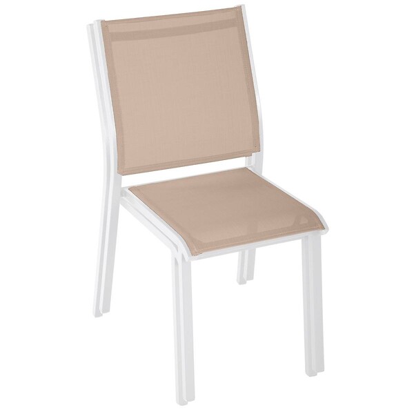 HESPERIDE - Chaise de jardin empilable "Essentia" lin & blanc en aluminium traité époxy - large