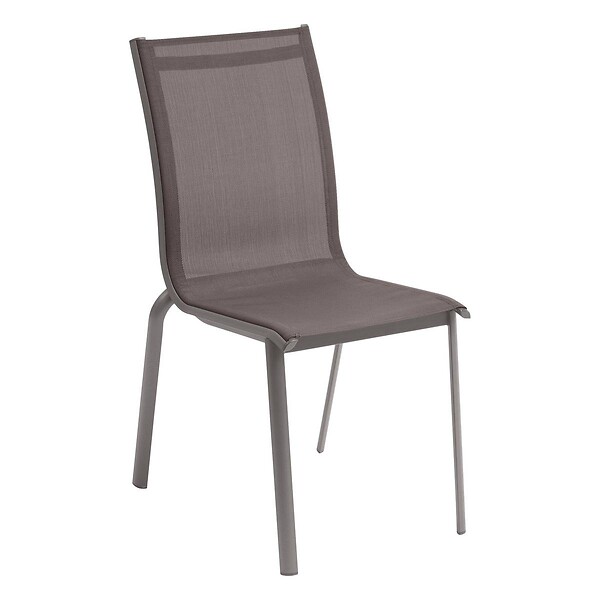 HESPERIDE - Chaise de jardin empilable "Axant" wengé & praline en aluminium traité époxy - large