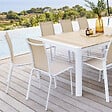 HESPERIDE - Chaise de jardin empilable "Axant" lin & blanc en aluminium traité époxy - vignette