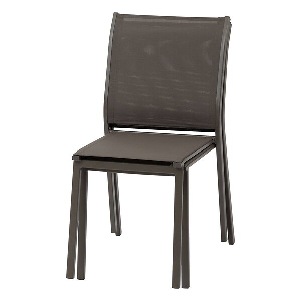HESPERIDE - Chaise de jardin empilable "Essentia" wengé & praliné aluminium et texaline - large