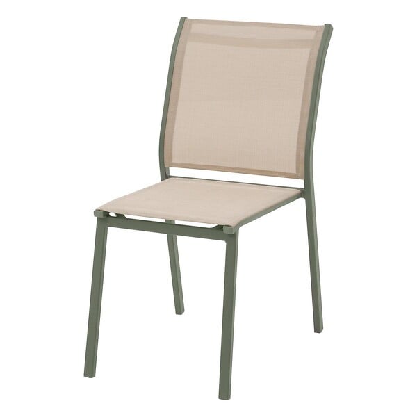 HESPERIDE - Chaise de jardin empilable "Essentia" lin & vert laurier aluminium et texaline - large
