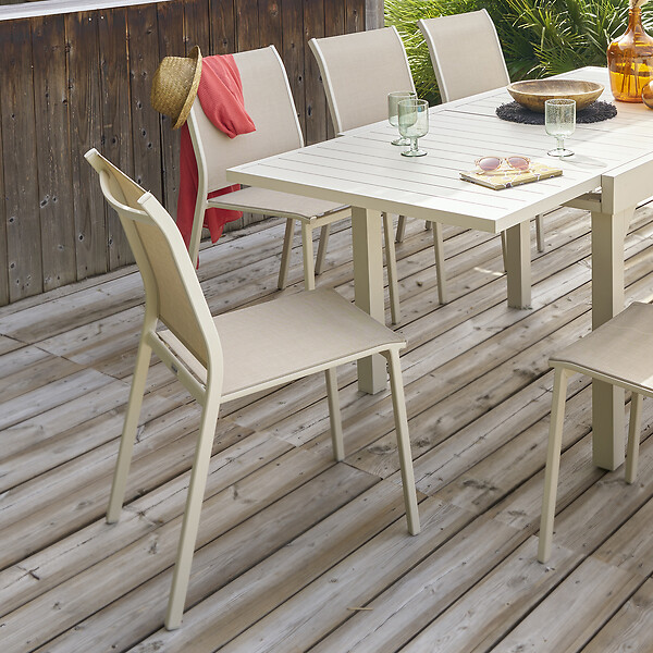 HESPERIDE - Chaise "Essentia" empilable lin & argile - large