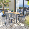 HESPERIDE - Table de jardin extensible "Folya" en aluminium lin et argile traité époxy 4 places - vignette