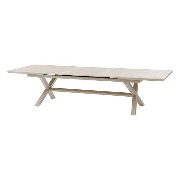 HESPERIDE - Table de jardin extensible "Axiome" effet bois lin & argile 12 places en aluminium - large