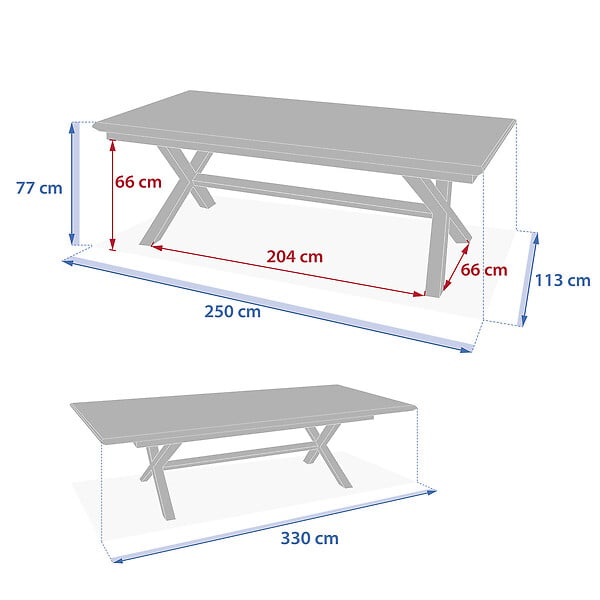 HESPERIDE - Table de jardin extensible "Axiome" effet bois lin & argile 12 places en aluminium - large