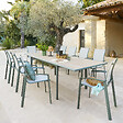HESPERIDE - Table de jardin "Dilors" effet bois lin & vert laurier 10 places en aluminium - vignette