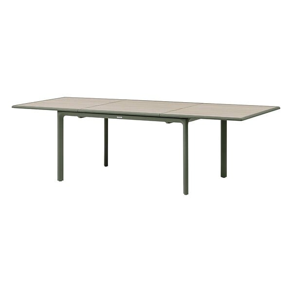 HESPERIDE - Table de jardin "Dilors" effet bois lin & vert laurier 10 places en aluminium - large