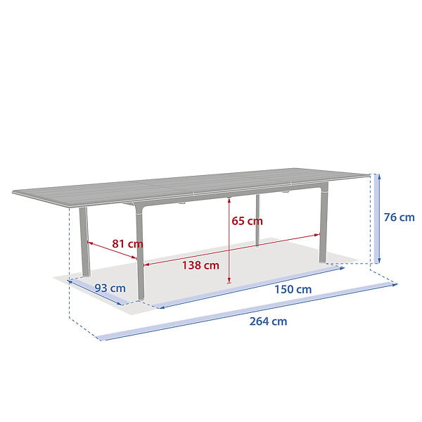 HESPERIDE - Table de jardin "Dilors" effet bois lin & vert laurier 10 places en aluminium - large