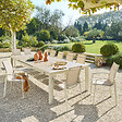 HESPERIDE - Table de jardin extensible "Évasion" effet bois lin & argile 14 places lates en aluminium - vignette