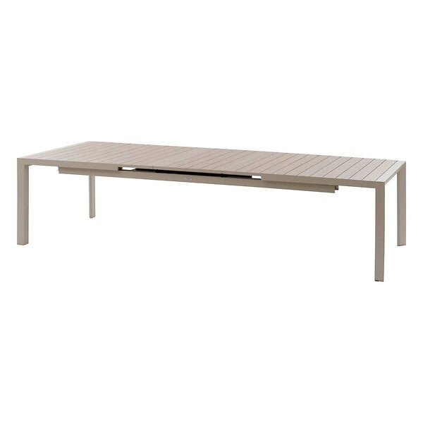 HESPERIDE - Table de jardin extensible "Évasion" effet bois lin & argile 14 places lates en aluminium - large