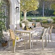HESPERIDE - Table de jardin extensible "Évasion" effet bois lin & argile 8 places lates en aluminium - vignette