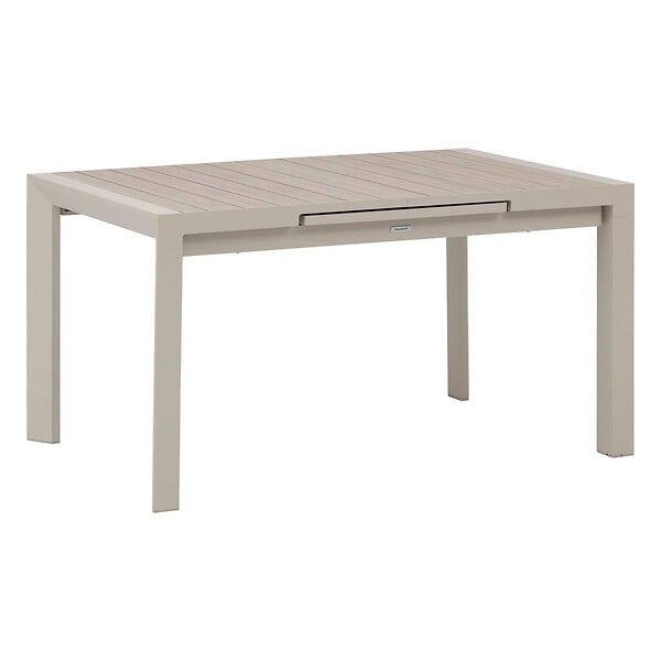 HESPERIDE - Table de jardin extensible "Évasion" effet bois lin & argile 8 places lates en aluminium - large