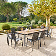 HESPERIDE - Table de jardin extensible "Évasion" effet bois honey & graphite 14 places lates en aluminium - vignette