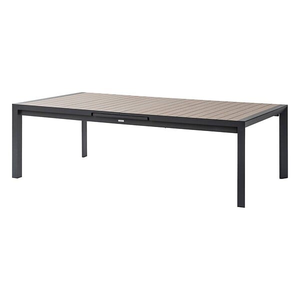 HESPERIDE - Table de jardin extensible "Évasion" effet bois honey & graphite 14 places lates en aluminium - large