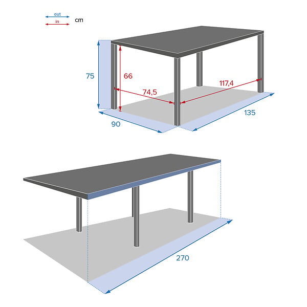 HESPERIDE - Table extensible rectangulaire alu Piazza 6/10 places Graphite - Hespéride - large